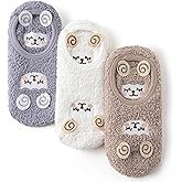 AmazingStone 3Pairs Cozy Winter Fuzzy Socks for Women With Grip Anti-Slip Fluffy Plush House Warm Ankle Socks