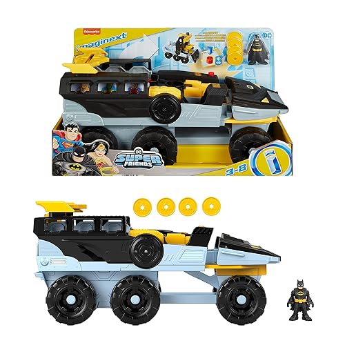 Fisher-Price Imaginext DC Super Friends Batman Toys Transforming Bat-Tank with Lights Sounds Figure & Projectiles for Preschool Kids Ages 3+ Years, HVY04