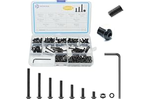 WZHUIDA 330 Pcs M4 Screws Assortment Kit, M4x6mm/8mm/10mm/12mm/16mm/20mm/25mm/30mm, Metric Hex Button Head Socket Cap Screws Nuts Washers Kit with Wrench, Black Zinc Plated