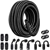 EVIL ENERGY 6AN Fuel Line Kit, 6AN Nylon Braided Fuel Line Hose Fitting Kit CPE 20FT Black