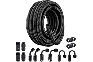 EVIL ENERGY 6AN Fuel Line Kit, 6AN Nylon Braided Fuel Line Hose Fitting Kit CPE 20FT Black