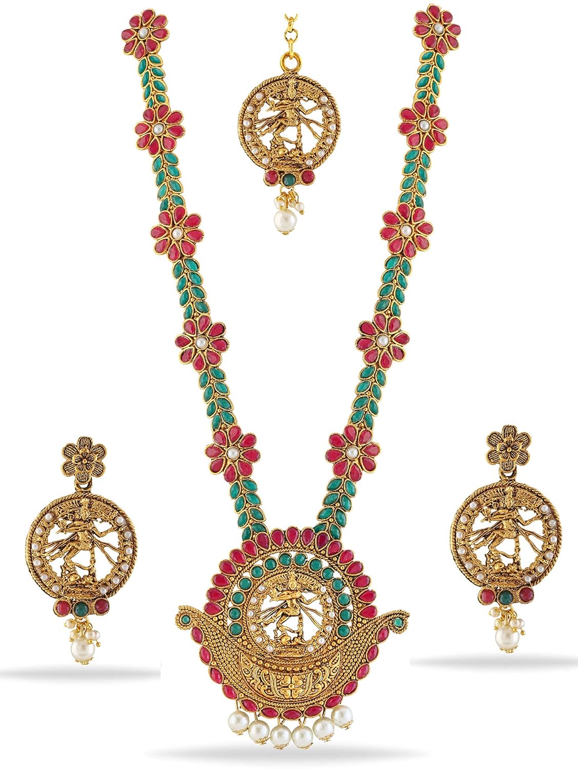 Buy Matushri Art Gold Brass Copper Indian Traditional Temple Jewelry Of Natraj Design Necklace Set For Women And Girls At Amazon In matushri art gold brass copper indian traditional temple jewelry of natraj design necklace set for women and girls