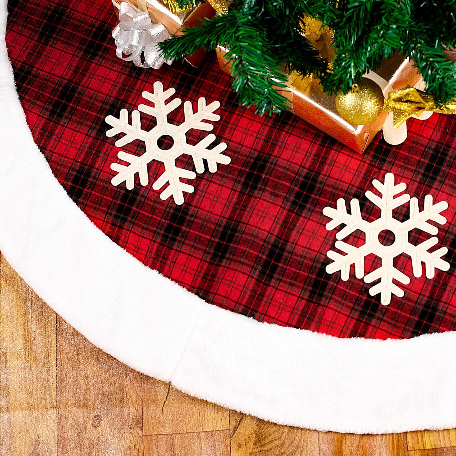 Kerothen Christmas Xmas Tree Skirt Large White Snowflake