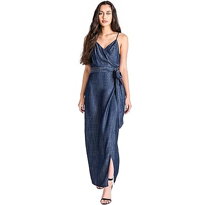 knee length dresses for ladies Tencel Denim Shirt Midi Collared Dress with Belt, Dark Denim / Xs