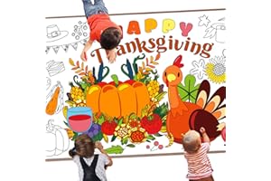 Leezead Thanksgiving Giant Coloring Poster, 72 x 30 Inches Large Thanksgiving Themed Coloring Poster&Table Cover for Home Classroom Party Supplies Decorations