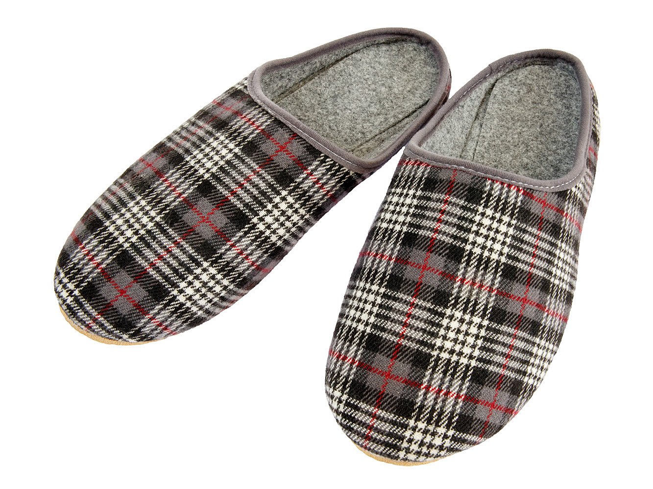 Filzpantoffeln Hausschuhe aus Filz mit Gummisohle Filzlatschen Soft für Herren Gitter Braun Dunkelblau Grau Apreggio (43, Grau)