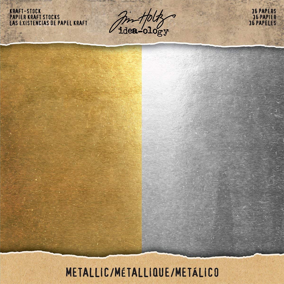 Tim Holtz Metallic Kraft Stock Pad, Multi-Colour, 21 x 20.5 x 1 cm