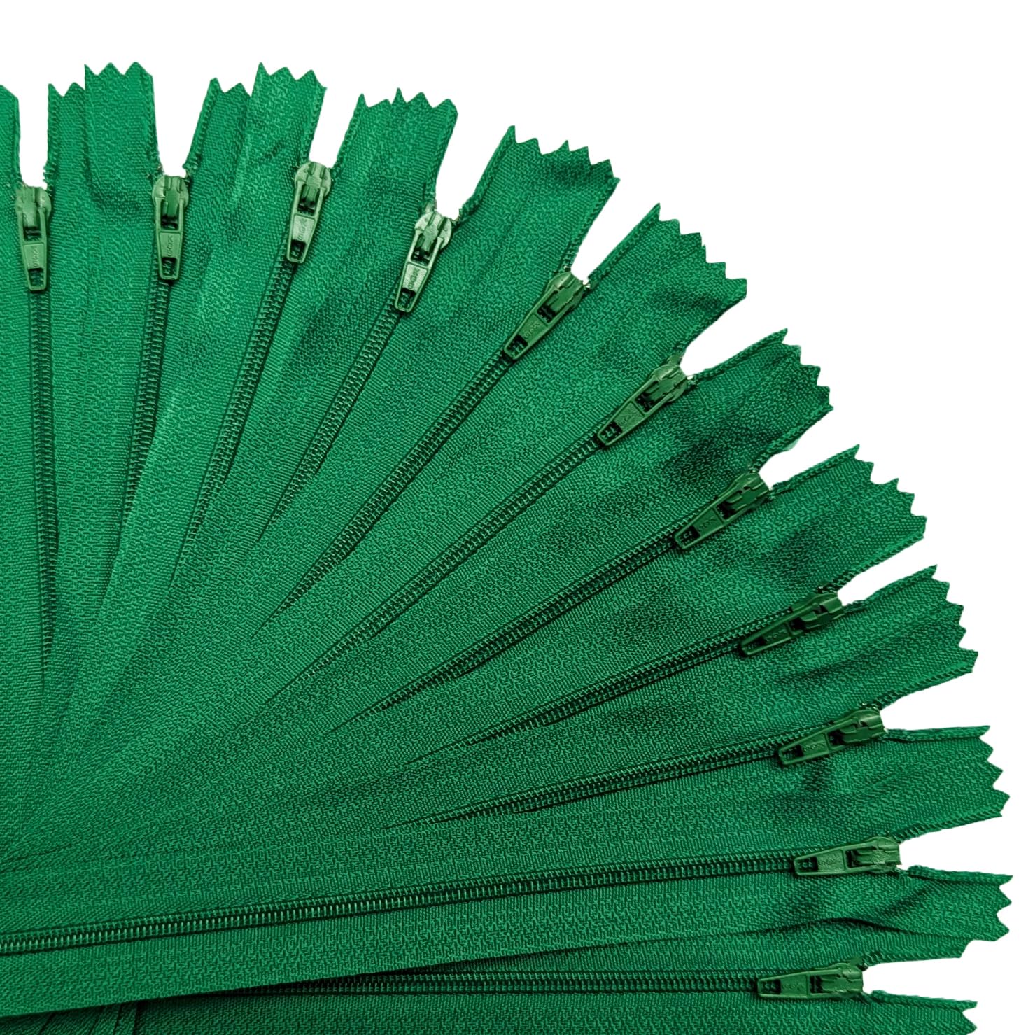 KGS Zippers for Sewing Crafts | 20 Pieces per Pack | Single Color #3 Nylon Zippers for Making Bags, Pouches, Pillow Covers and Sewing Craft Projects (Forest Green, 15 Inch (20 Pieces))