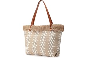 TOBEHIGHER Beach Bags for Women - Summer Tote Bag Shoulder Handbags, Large Beach Bag for Women for Holiday, Beige