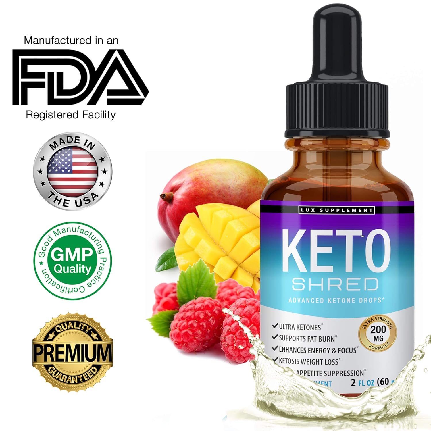 Lux Supplement Keto Shred Drops Liquid Advanced Carb