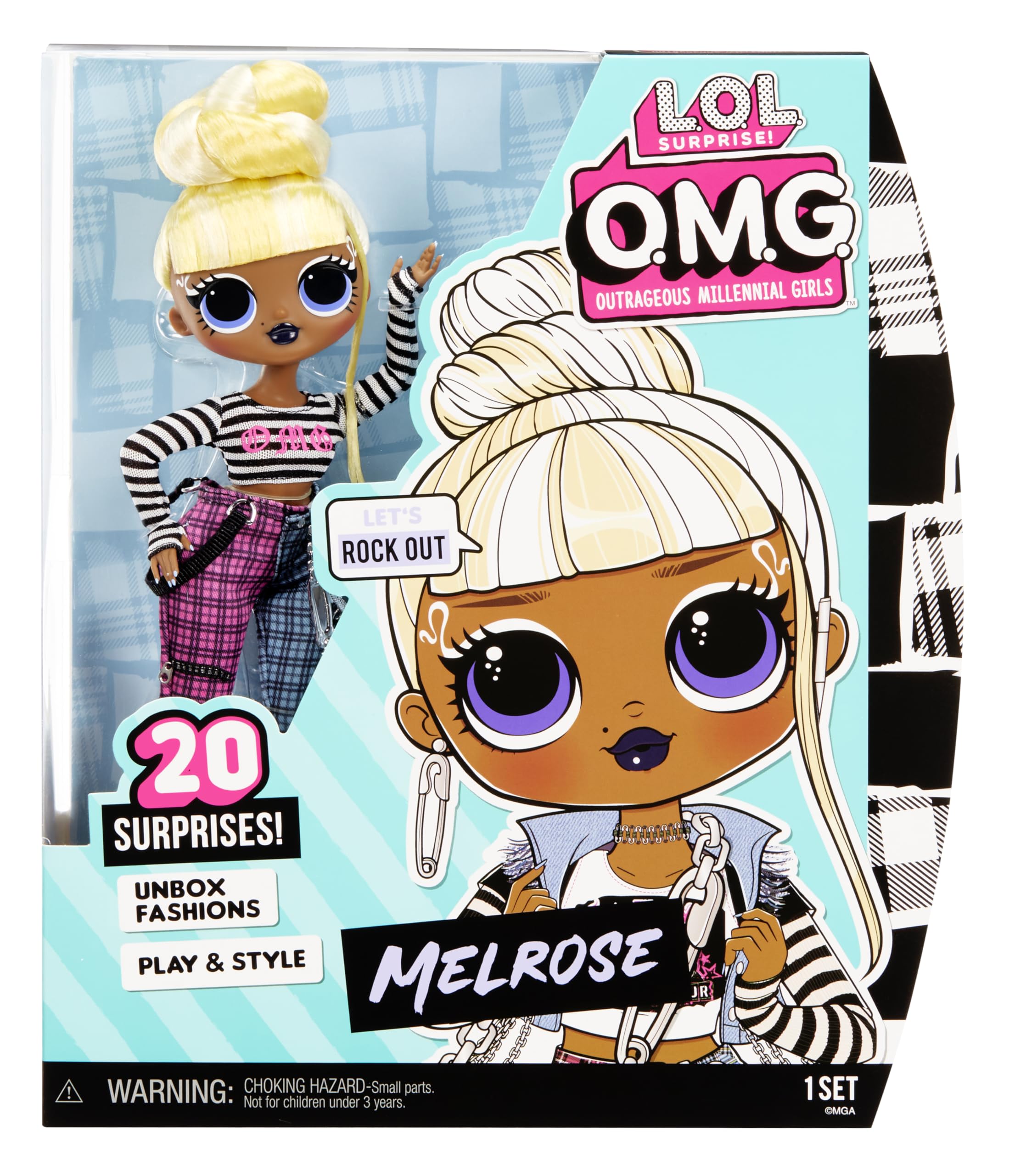 L.O.L. Surprise! 581864EUC LOL OMG Melrose Fashion 20 Surprises – Includes Doll, Outfits, Accessories & Stand-Collectible-Suitable for Kids above 3 Years