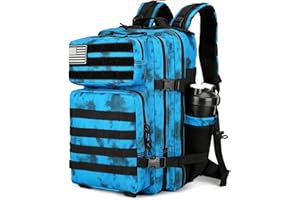 Lovelinks21 25L Tactical Backpack Military Tactical Backpack for Men and Women Small Assault Pack Outdoor Travel Hiking Camping Rucksack with Molle Webbing (Blue Water Pattern)