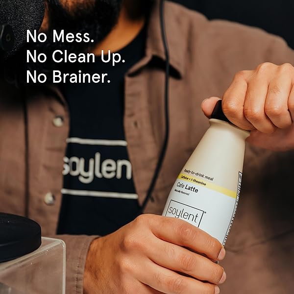 SOYLENT COMPLETE COFFEE MEAL REPLACEMENT SHAKE, CAFÉ LATTE, READY-TO-DRINK PLANT BASED CAFFEINATED PROTEIN SHAKE, CONTAINS 20G VEGAN PROTEIN AND 1G SUGAR, 14OZ (SINGLE BOTTLE)