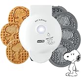 Peanuts x Dash Snoopy MultiMaker Mini Waffle Maker, Ceramic Nonstick, White | Snoopy Waffles Kids Love; Removable Plates Make Joe Cool, Flying Ace, Beagle Scout, and Classic Mini Waffles