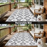 SHACOS Outdoor Rug 270x360 cm Reversible Waterproof UV Resistant Grey view 6