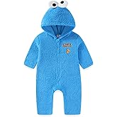 Sesame Street Cookie Monster Boys Cosplay Hooded Coverall with 3D Eyes for Infant and Toddler