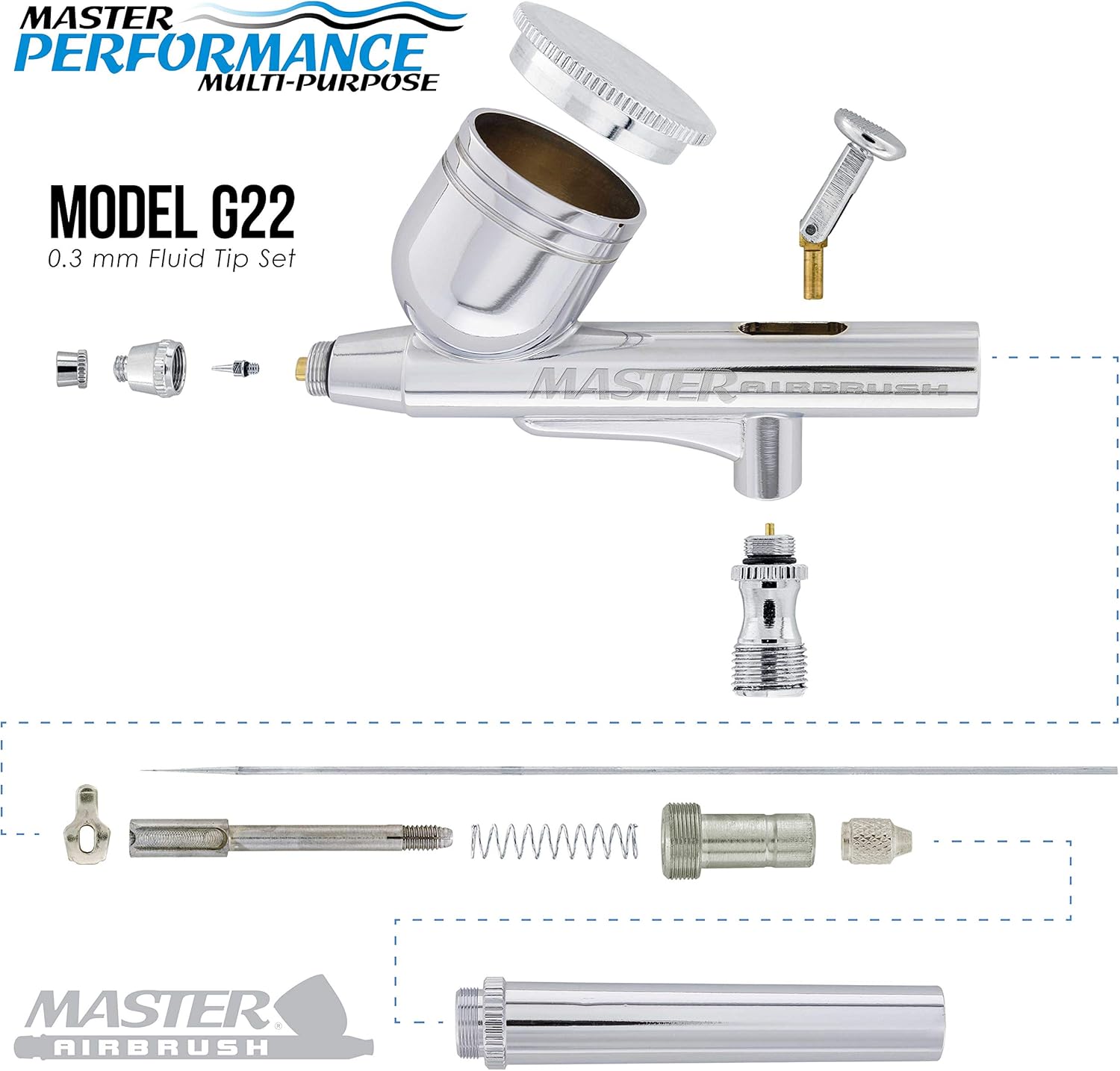 Professional Master Airbrush Multi-Purpose Gravity Feed Airbrushing System Kit with a U.S. Art Supply 6 Primary Opaque Colors Acrylic Paint Artist Set - G22 Gravity Feed Airbrush and Air Compressor: Arts, Crafts & Sewing