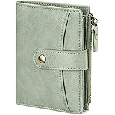 FALAN MULE Small Wallet for Women Leather RFID Blocking Bifold Credit Card Holder with Zipper Coin Pocket