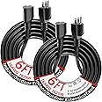 PlugSaf 2 Pack of 6Ft Black Outdoor Extension Cord 16/3 Gauge Waterproof, Cold Weatherproof -58°F, Flame Retardant, Flexible 3 Prong Electric Cord for Lawn Office,13A 1625W 16AWG SJTW, ETL Listed