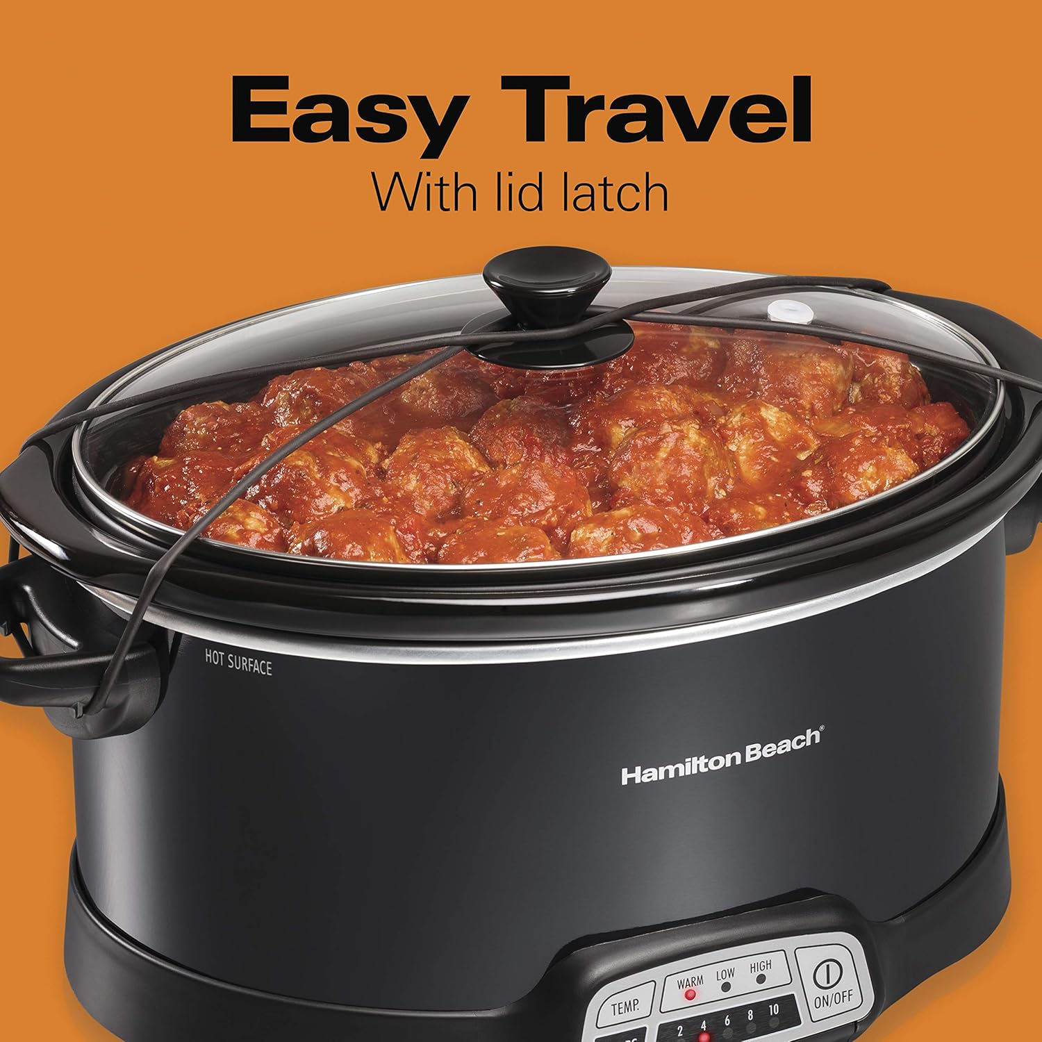 Hamilton Beach Portable 7-Quart Programmable Slow Cooker With Lid Latch Strap for Easy Transport, Dishwasher-Safe Crock, Black (33474): Kitchen & Dining
