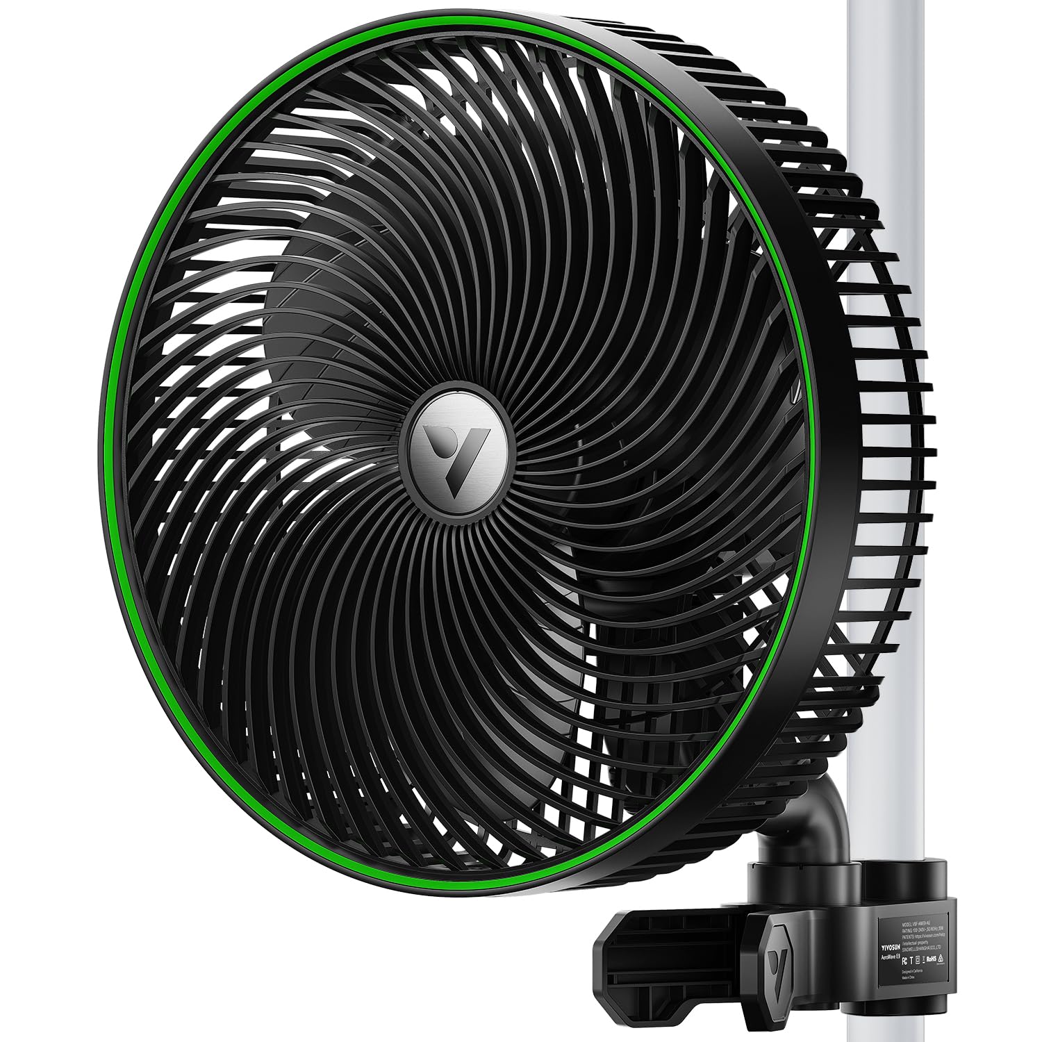 Photo 1 of VIVOSUN AeroWave E9 Grow Tent Fan 9”, EC Motor, WiFi-Controllable, US Patented Auto Oscillating Clip fan, IP54 Weatherproof, Strong Airflow & Quiet for Hydroponic Ventilation Circulation, Black