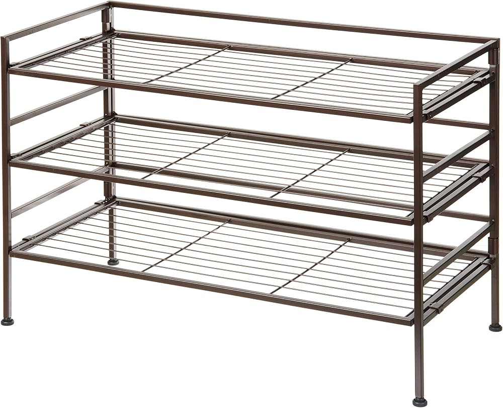 Amazon Basics 3-Tier Shoe Rack Organiser Holds 9-Pair Brown 68 x 32 x 47.5 cm