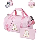 Vogewood Valentines Gifts for 4 5 6 7 8 9 10 11 12 Years Old Girl, Girls Travel Duffle Bag, Kids Overnight Bags with Shoe Compartment, Weekender Bag with Makeup Pouch, Birthday Gift (Letter A)