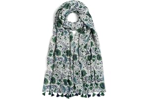 QIUTIMIY Scarf for Women Lightweight Soft Floral Leopard Printed Scarves Fall Winter Fashion Shawl Wrap with Fringe