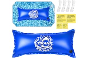 TIXANF 4 x 8Ft Winter Pool Pillow, Thickened Flexible and 0.8mm Double-Layer Hot Melt Process Durable PVC Pool Pillows for Above Ground Pools,Swimming Pool Closing Winter Kit,Rope and Patch Included