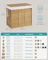 SONGMICS 160 L Laundry Basket with Lid Rattan Foldable White LCB216Y01 view 6