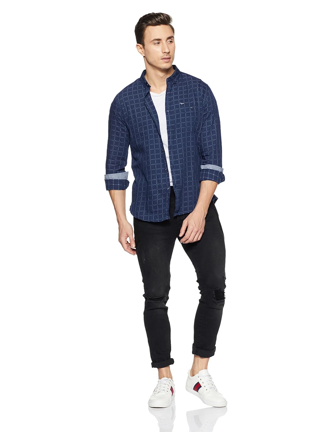 flying machine men's checkered slim fit casual shirt