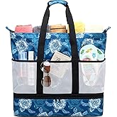 DSIUE Beach Bags with Cooler - Waterproof Sandproof Tote for Women - Large Pool Gym Travel Bag