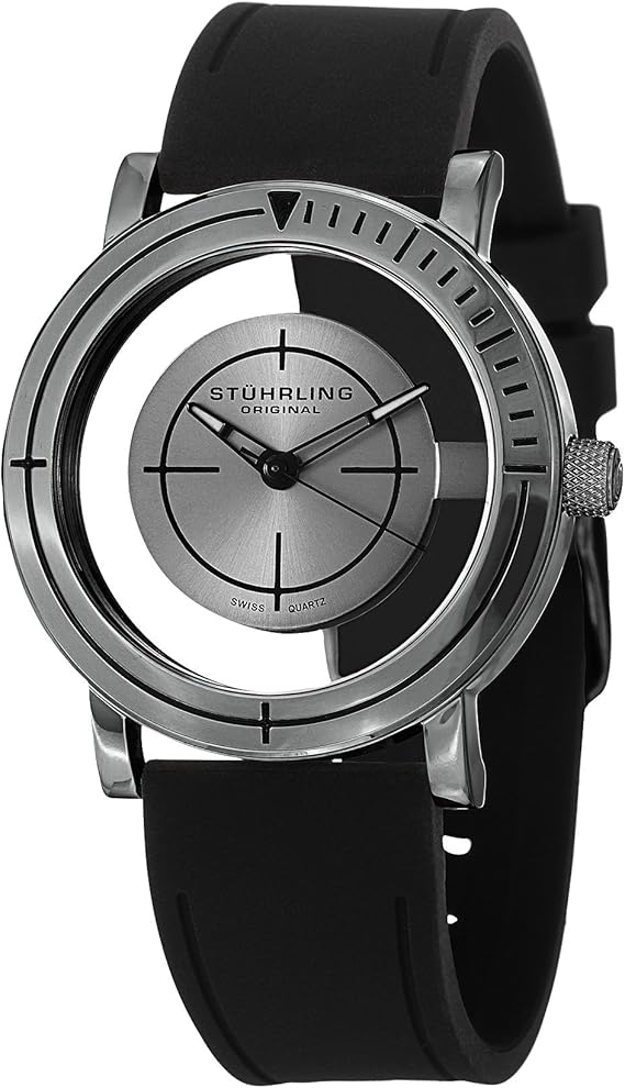stuhrling original stainless steel gunmetal gray case watch