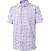 M MAELREG Mens Golf Shirt Short Sleeve Dry Fit Print Moisture Wicking Performance Patterns Collared Polo Shirt