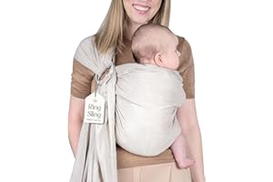 MEBIEN TOUCHE DE LA NATURE Ring Sling Baby Carrier - USA Lab Tested, 100% Natural Cotton Muslin, Breathable & Ergonomic Ring Sling Beige