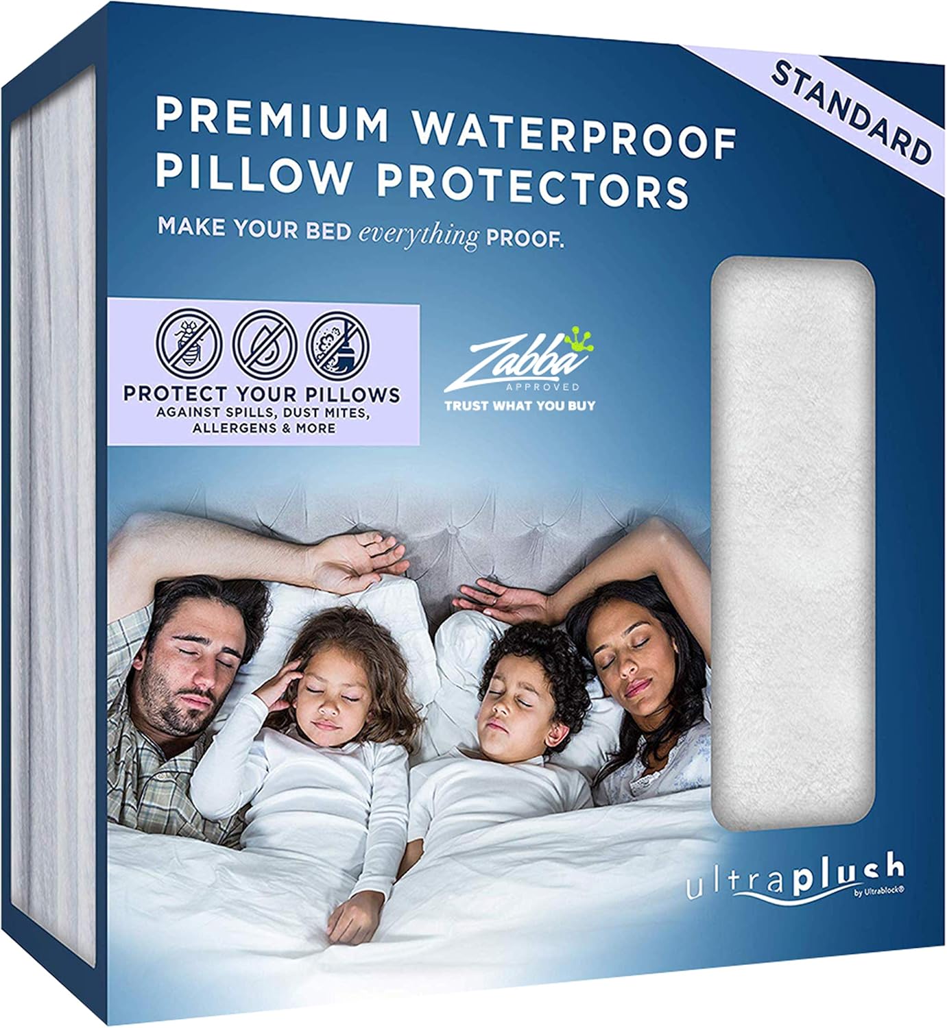 UltraPlush Premium Waterproof Pillow Protectors - Hypoallergenic and Bed Bug Proof Zippered Pillow Case - 2 Pack - Super Soft and Quiet (Standard Size 20 inches x 26 inches): Home & Kitchen