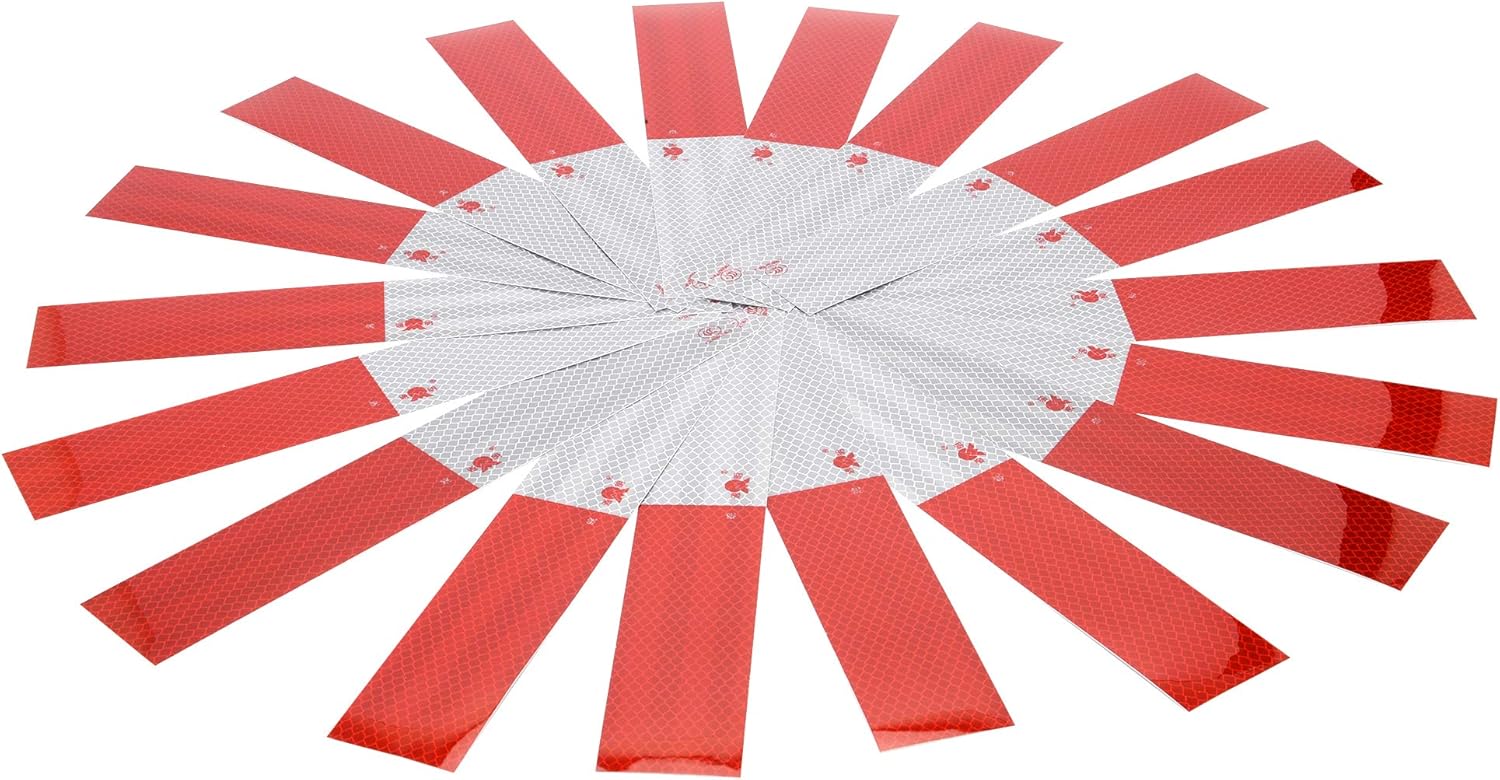 ANKIA Red White Micro Prismatic Sheeting Reflective Tape 2" X 12' Waterproof Reflector Tape Self-adhesive Reflector Tape Conspicuity Safety Warning Sticker for Truck Trailer Pickup Mailbox (20 Pcs) - Image 4