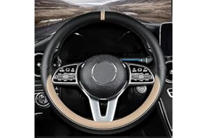 SAWUAA Custom fit for Lincoln Car Steering Wheel Cover, Nappa Leather Non-Slip Steering Wheel Cove-r, Designed for Lincol-n Interior Accessories (Beige,for Lincoln)