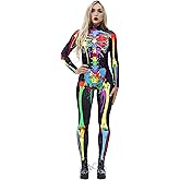 JomeDesign Womens 3D Skeleton Halloween Costumes Cosplay Jumpsuit Bodysuit