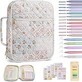 Bible Cover Case for Women Large Bible Cover with Durable Handle Quilted Bible Carrying Case for Girls Bible Study Supplies Accessories (Spliced Flower, Spliced Flower)