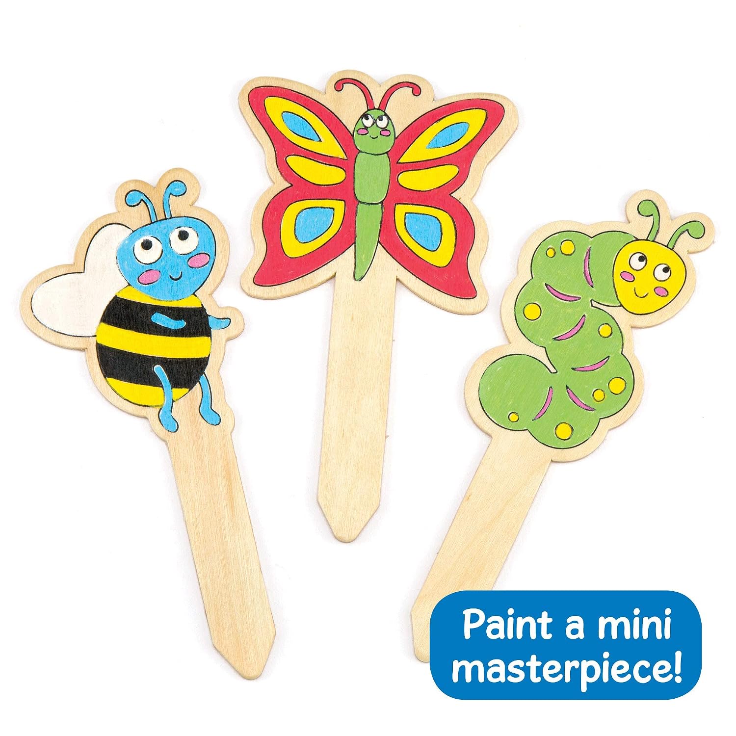 Baker Ross AR233 Bug Wooden Stakes - Pack of 10, Handy Lawn Decorations for Kids to Decorate and Gift, Assorted, (Pack of 10) - Image 4