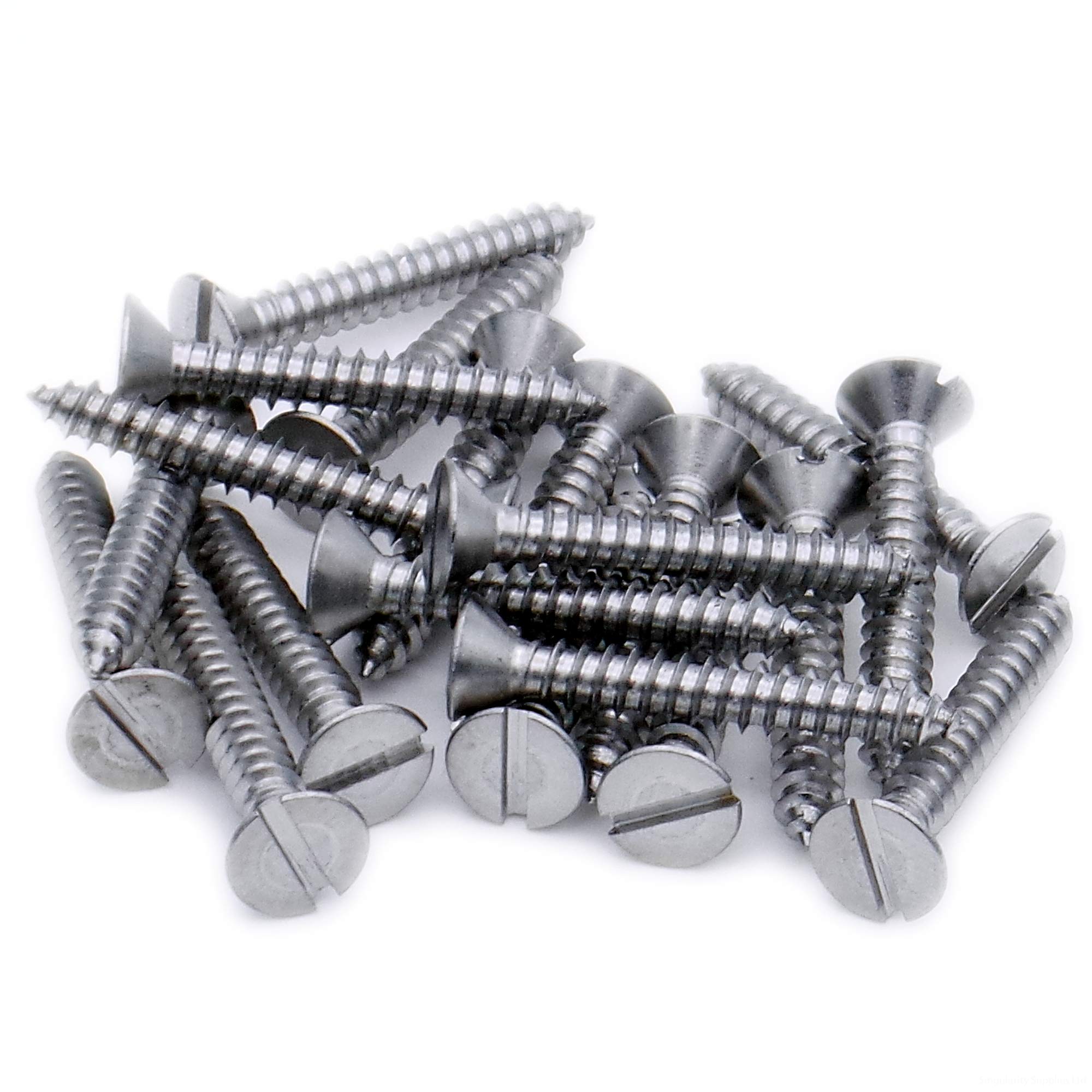 No.12 x 2 (5.5mm x 50mm) Slot Countersunk Self-Tapping Screw - Stainless Steel (A2) (Pack of 20)