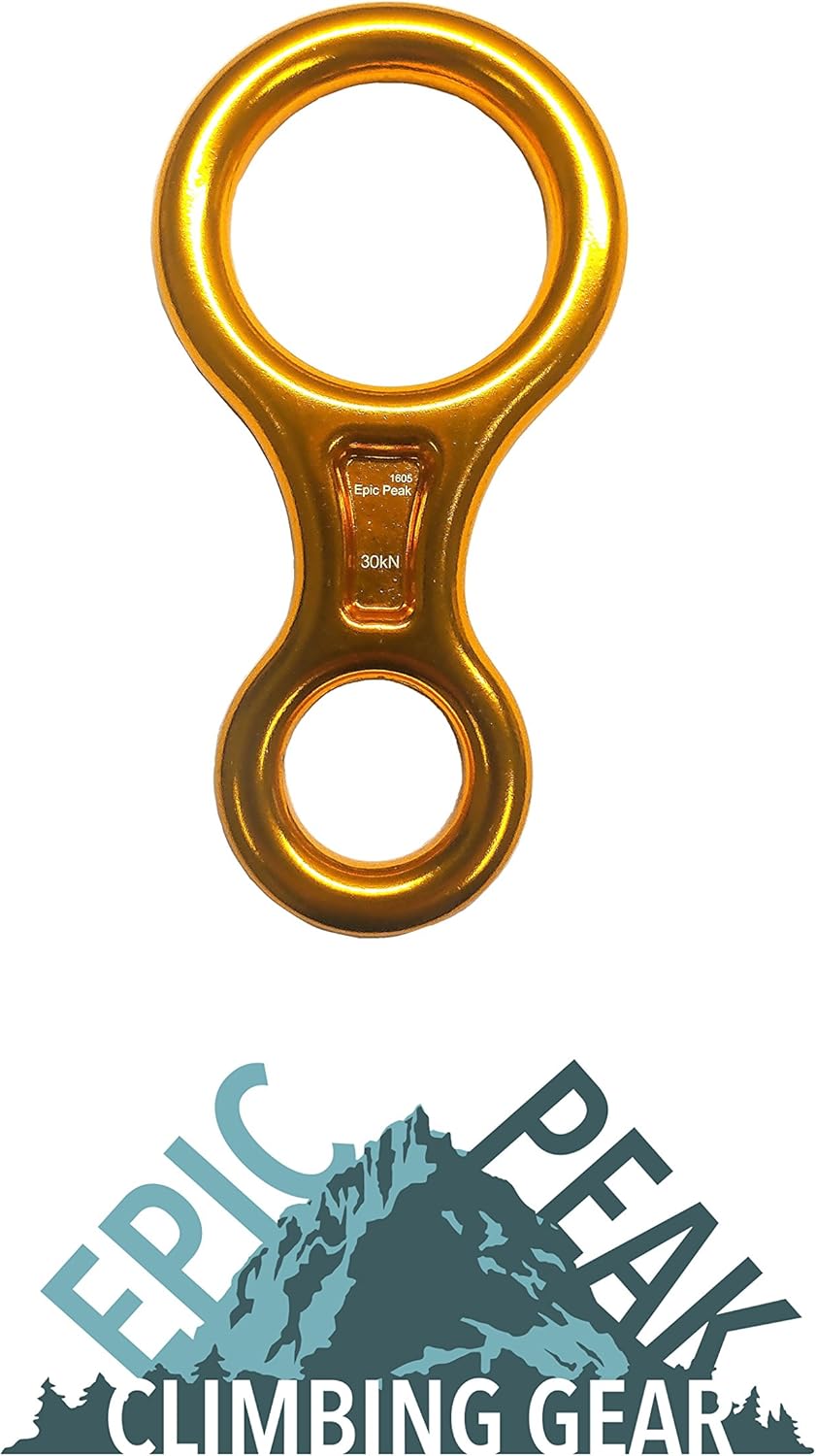 Epic Peak Large Figure 8 Belay Device Descender for Climbing with Free Decal (Gold) : Sports & Outdoors