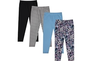 BTween Kids Girls Fall Fashion Stretch Leggings Comfortable Bottoms Set 4 Pack Bundle
