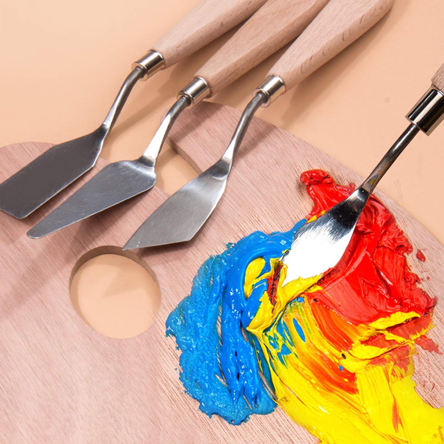 aRtEllcoco 11pcs Palette Knife Set, Painting Mixing Scraper Stainless Steel Palette Knife with Different Scrape and Sizes Wood Handle (Same Handle)