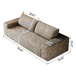 3 Seater Couch for Living Room, 71.3 INCH Fluffy