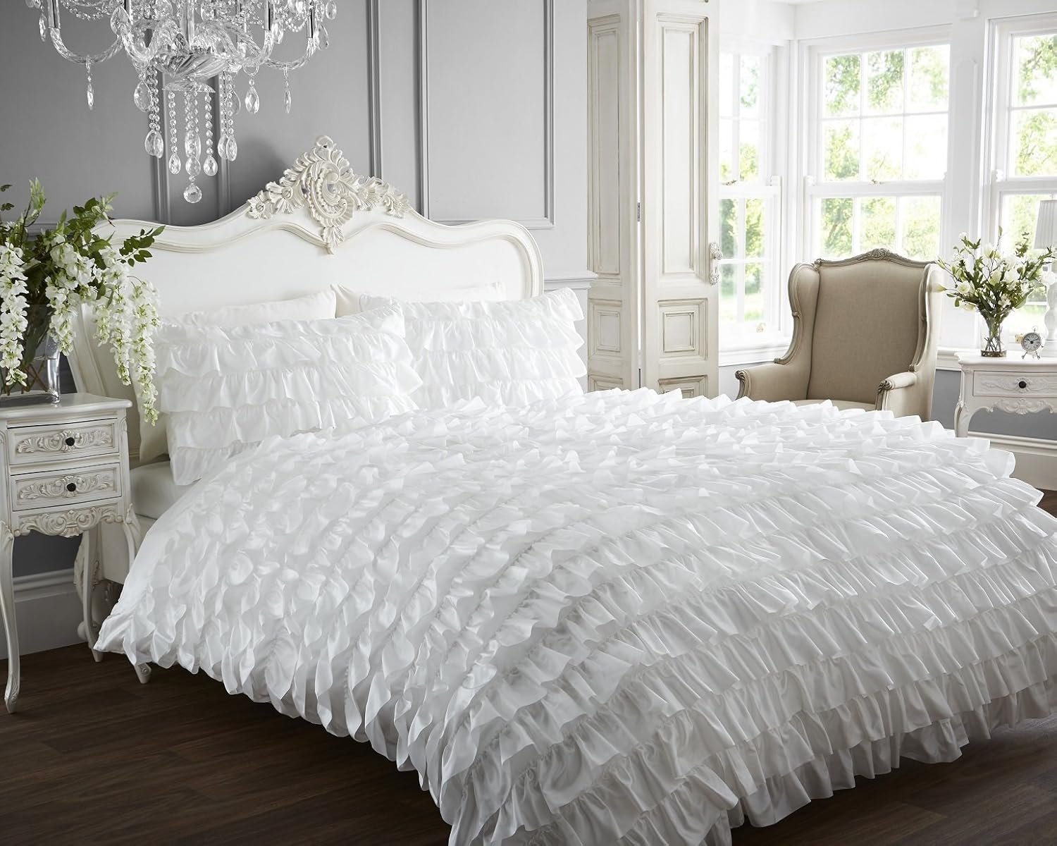 Flamenco Frilled Can New Quilt Duvet Cover and 2 Pillowcase Bed Set