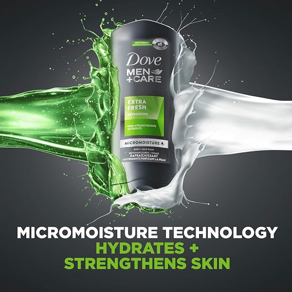 DOVE MEN+CARE BODY WASH EXTRA FRESH 4 COUNT FOR MEN’S SKIN CARE BODY WASH EFFECTIVELY WASHES AWAY BACTERIA WHILE NOURISHING YOUR SKIN 18 OZ