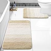 Arotive Bathroom Rugs Sets 2 Piece, Soft Absorbent Microfiber Bath Mats and U-Shaped Contour Toilet Rug, Non-Slip Machine Washable Dry Bath Mats for Bathroom, 24x16 and 24x20, Light Beige