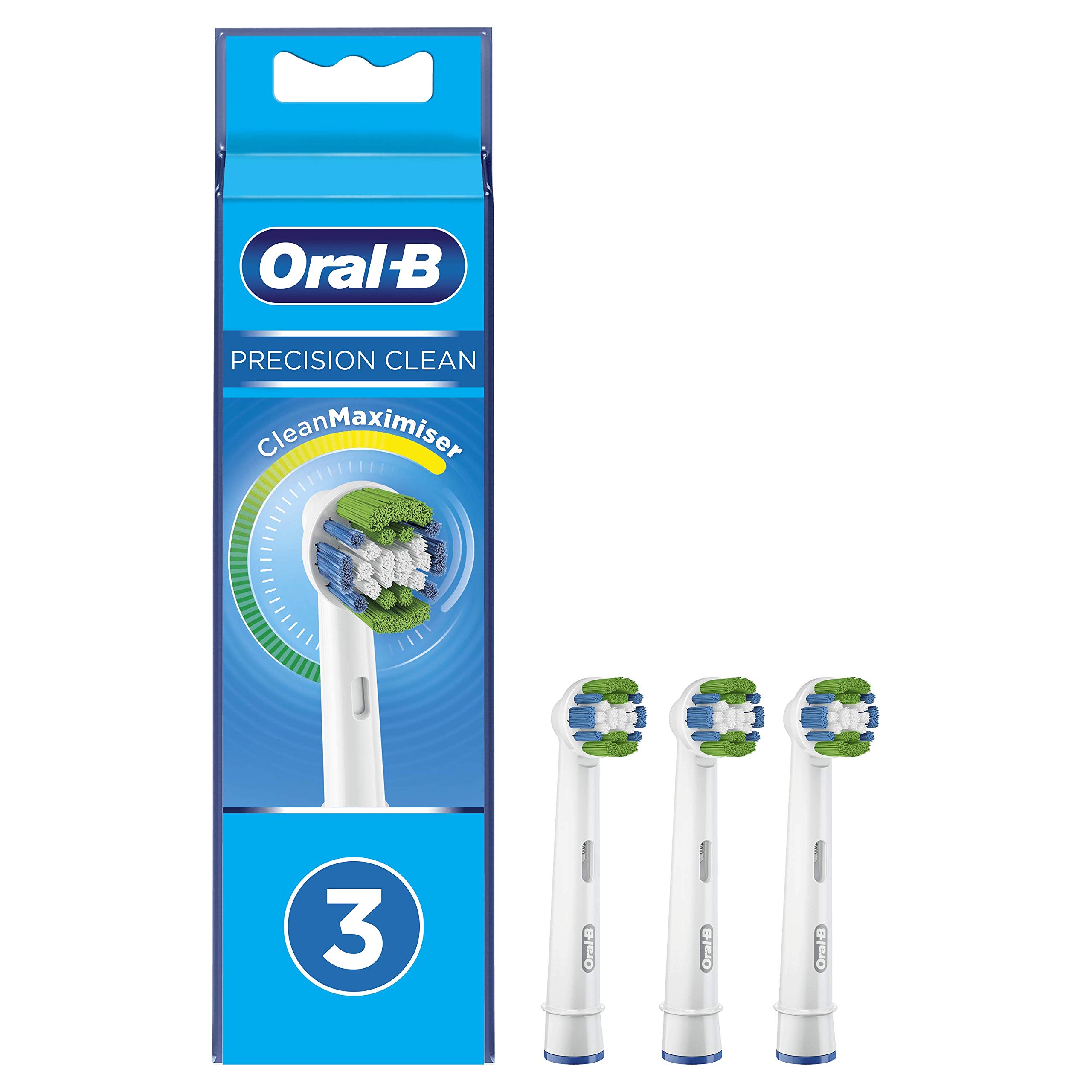 Oral-B Clean Maximiser Precision Clean Electric Toothbrush Heads, Plate Removal, Pack of 3, White